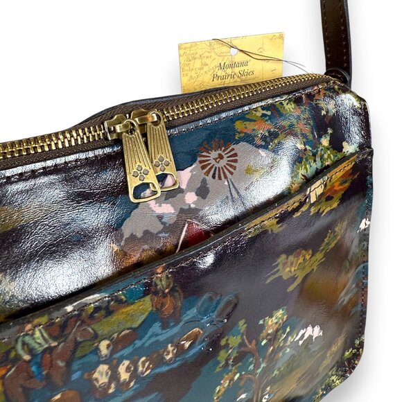 Patricia Nash Nazaire Top Zip Crossbody Bag - "Montana Prairie Skies" - New - Picture 6 of 15